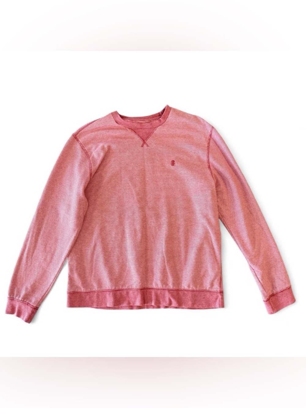 Izod Saltwater cotton red white stripe cozy Sweatshirt crewneck nautical coastal